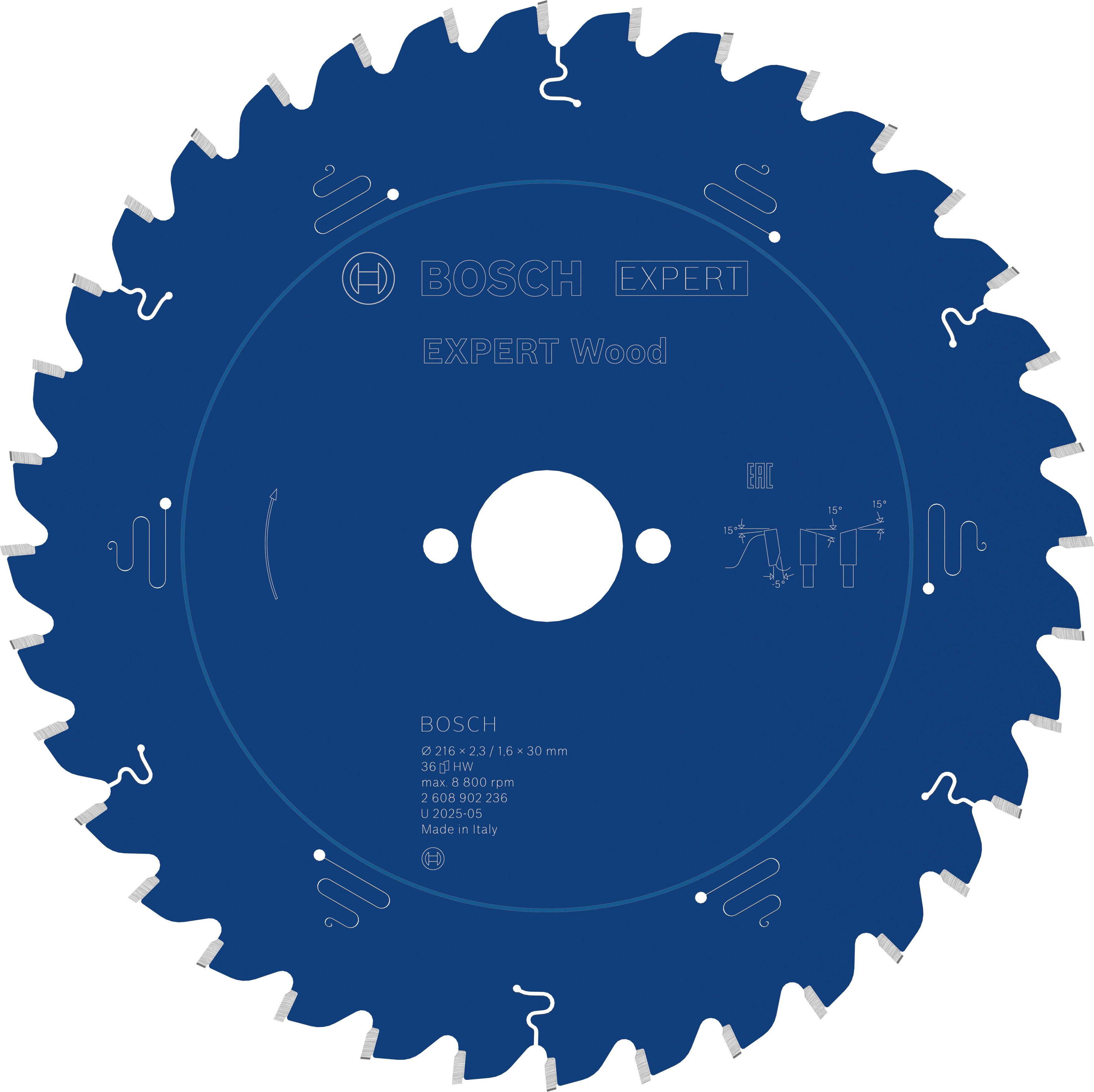 Bosch Accessoires EXPERT Wood Cirkelzaagblad | 216 x 2,3/1,6 x 30 mm | T36 - 2608902236