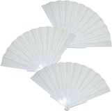 Funny Fashion Handwaaier/Spaanse Waaier - 4 Stuks - Wit - Polyester - 41 x 22 cm