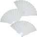 Funny Fashion Handwaaier/Spaanse Waaier - 4 Stuks - Wit - Polyester - 41 x 22 cm