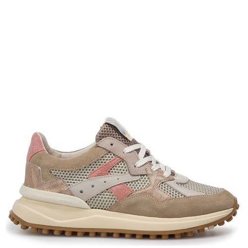 Floris van Bommel leren sneakers taupe/roze
