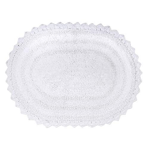 DII Ultra Soft Spa Cotton Crochet Round Bath Mat 43 x 61 cm - Oval - White