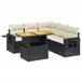 vidaXL Loungeset met kussens, polyrotan, zwart