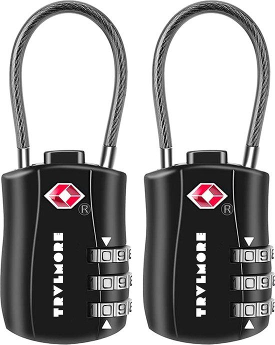 TRVLMORE Kofferslot - TSA Reisslot - 2 Stuks - Zwart
