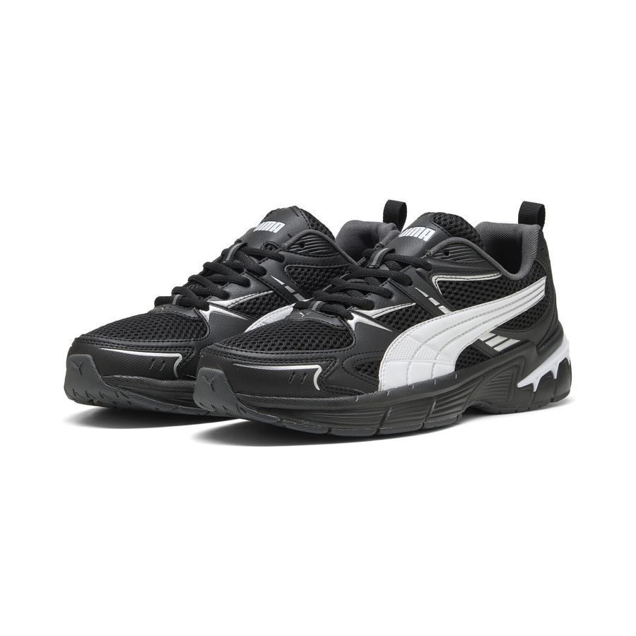 PUMA Milenio Tech 2000 Sneakers, uniseks, zwart/wit/zilver metallic, 45 EU