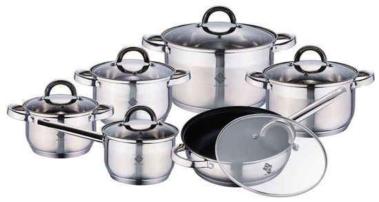 Renberg Roestvrijstalen pannenset met deksel 12 delig - 6957221299321