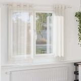 vidaXL Gordijnen voile met doorvoertules 2 st 140x175 cm crèmekleurig