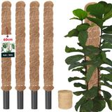 KOTARBAU® 4 st Kokosstok, Plantenstok, ⌀ 3,2 x 60 cm, Kokosstaaf, Klimhulp Monstera, Bruin, Kokosvezel