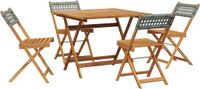 vidaXL 5-delige Tuinset - Poly Rattan en Massief Hout - Grijs