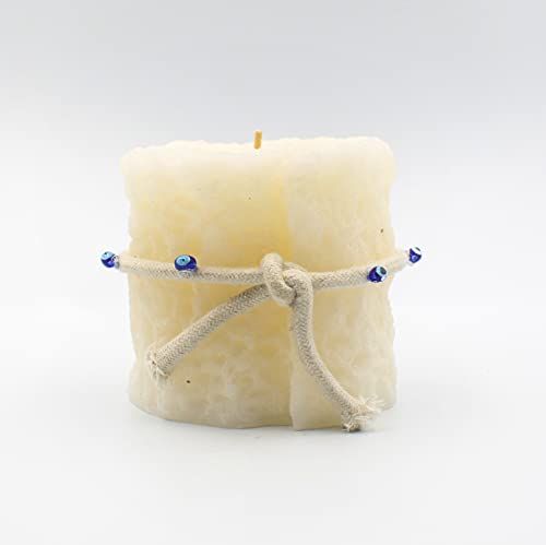 Le Jardin du Lin Handdoekvormige kaars met parelkoord, paraffinewas, room, klein formaat
