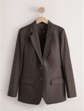 Next - Dames - Modieus gesneden blazer met wol en met enkele knopenrij - Bruin