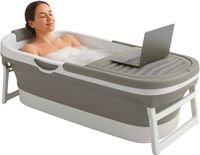 Merkloos / Sans marque Wan GmbH Opvouwbaar Bad - Baden Volwassenen - Ontspannen Thuis - Ergonomisch Ontwerp - XXL 158 cm - Grijs