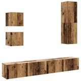 vidaXL 5-delige Tv-meubelset Wandmontage Bewerkt Hout Oud Houtkleurig