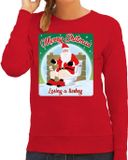 Bellatio Decorations Shoppartners Bv Foute Kersttrui / sweater - Merry Shitmas Losing a Turkey - rood voor dames - kerstkleding / kerst outfit XL