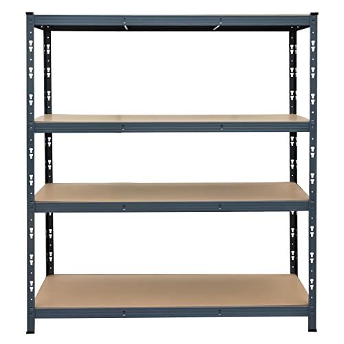 METRO Professional Rek voor zware lasten, metalen opbergrek / kelderrek, 180 x 160 x 60 cm, 4 verstelbare planken, grijs