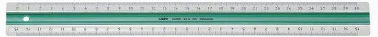 Linex Liniaal met rubberstrip 30 cm - Kristalhelder met groene kern - 10 stuks