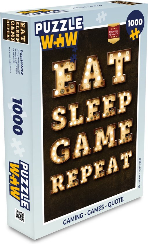 MuchoWow Puzzel Gaming - Games - Quotes - Spreuken - Eat sleep game repeat - Legpuzzel - Puzzel 1000 stukjes volwassenen - Sinterklaas cadeautjes - Sinterklaas voor grote kinderen