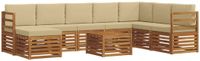 vidaXL Hoek loungeset 8 zitplaatsen Acacia hout Natuurlijk en beige
