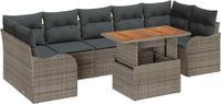 vidaXL Tuinbank - Set - 8 - st - Grijs - Poly - rattan