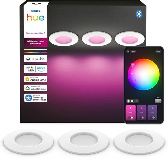 Philips Hue Dunne LED inbouwspot - 3 stuks - Wit - GU10 - IP44