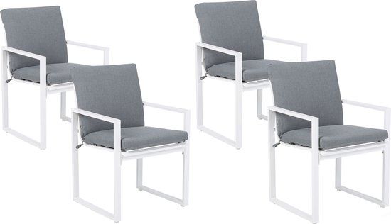 PANCOLE Tuinstoel Set van 4 - Grijs - Metalen Bistrostoelen