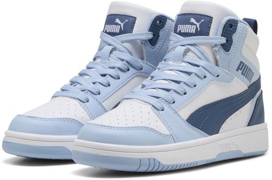 PUMA Rebound V6 Mid Jr Unisex Sneakers - PUMA White-Dark Indigo-Haute Tropic