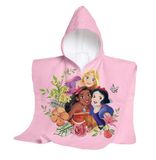 hermet Disney Princess Hooded Towel Maxi Poncho for Kids 60 x 60 cm Beach or Pool Bath Towel 100% Soft Cotton