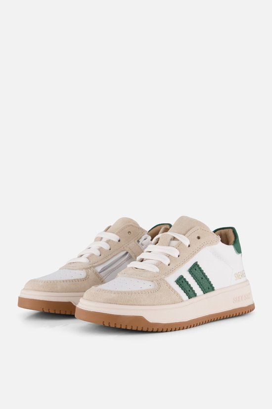 Shoesme Wit-Groene Sneaker - Sneakers Kinderen - Jongens - Beige Green - Suède - Maat 31