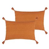 Yard Caliche Geweven Polyester Gevuld Kussen met Kwastje - Twin Pack, 40 x 60cm