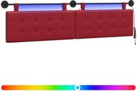 vidaXL - Hangend hoofdbord met LED-verlichting, wijnrood, kunstleer
