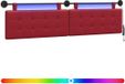 vidaXL - Hangend hoofdbord met LED-verlichting, wijnrood, kunstleer