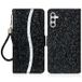 Samsung Galaxy A16 Étui portefeuille stylisé à paillettes - Noir