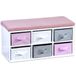 Kesper Kinderzitbank met zitkussen, FSC-gecertificeerde vezelplaat, 68 x 29,5 x 33 cm, wit/grijs/roze