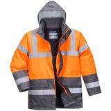 Portwest S467 Hi-Vis Parka Hoge Zichtbaarheid Meerdere Zakken Waterdicht | Oranje/Grijs, XL