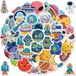 Lot de 50 stickers muraux – Stickers fusées, astronautes et planètes pour enfants