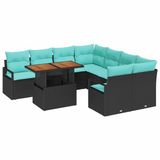 vidaXL Tuinbank - Set - 9 - st - 8-Aantal - zitplaatsen - Zwart - en - Teal