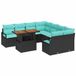 vidaXL Banc de jardin - Set - 9 - pièces - 8 - places assises - Noir et Turquoise