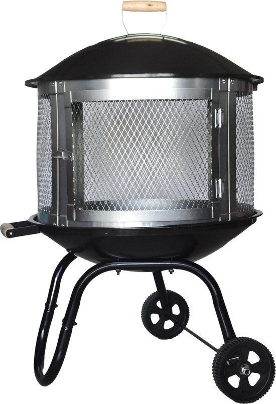 MaxxGarden Tuinhaard Grieks Acropolis - Terrashaard - Vuurkorf - Terrasverwarmer - Terrasverwarming - Sfeerhaard - Verrijdbaar - 70x70x100 cm