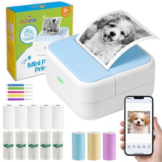 TinyPlay Mini Printer 300 DPI - Pocket Printer - Blauw