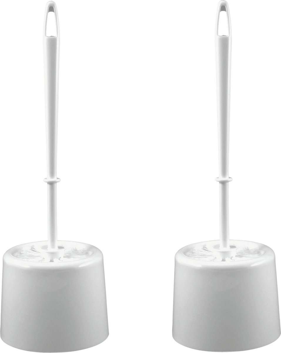 Sorx 2x Witte toiletborstel met houder 9 cm rond - Huishouding - Badkameraccessoires/benodigdheden - Toiletaccessoires/benodigdheden - Wc-borstels/toiletborstels