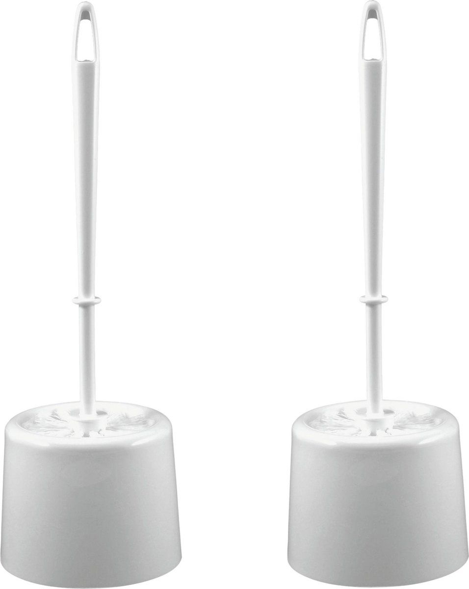 Sorx 2x Witte toiletborstel met houder 9 cm rond
