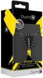 Ouch! Shots BV PU Leather Chastity Thong with Chain Detail - Black