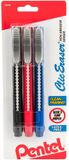 Pentel Clic Retractable Erasers - gum - 3 stuks - zwart, rood, blauw