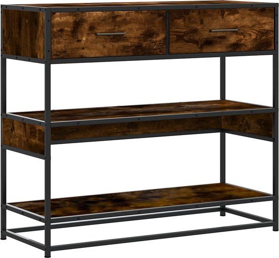 vidaXL Wandtafel - 90x35x80 cm - Bewerkt Hout - Gerookt Eikenkleurig