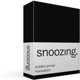 Snoozing dubbel jersey hoeslaken - Lits-jumeaux (180x200/220 cm) - Zwart
