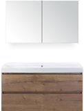 BES LED Maxx XL Badmeubelset 120 cm - Tabacco - Wastafel Just Enkel Zonder Kraangat met Spiegelkast