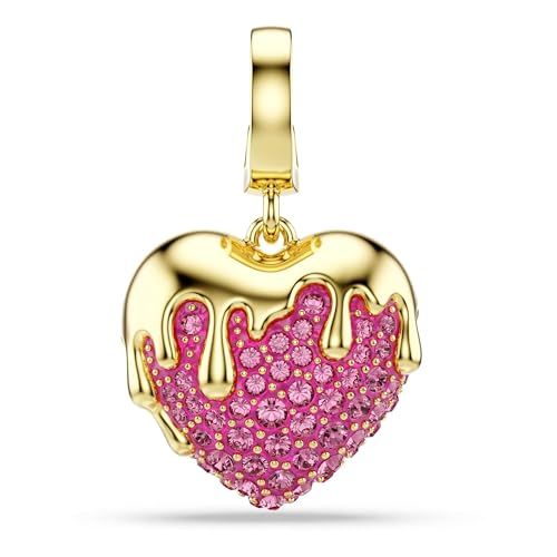 Swarovski Idyllia bedel, Ronde slijpvorm, Hart, Roze, Goudkleurige toplaag