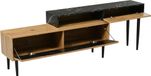 Meuble TV - Design moderne - Gain de place - Pieds en fer - Bordure en PVC - Montage requis - Noir