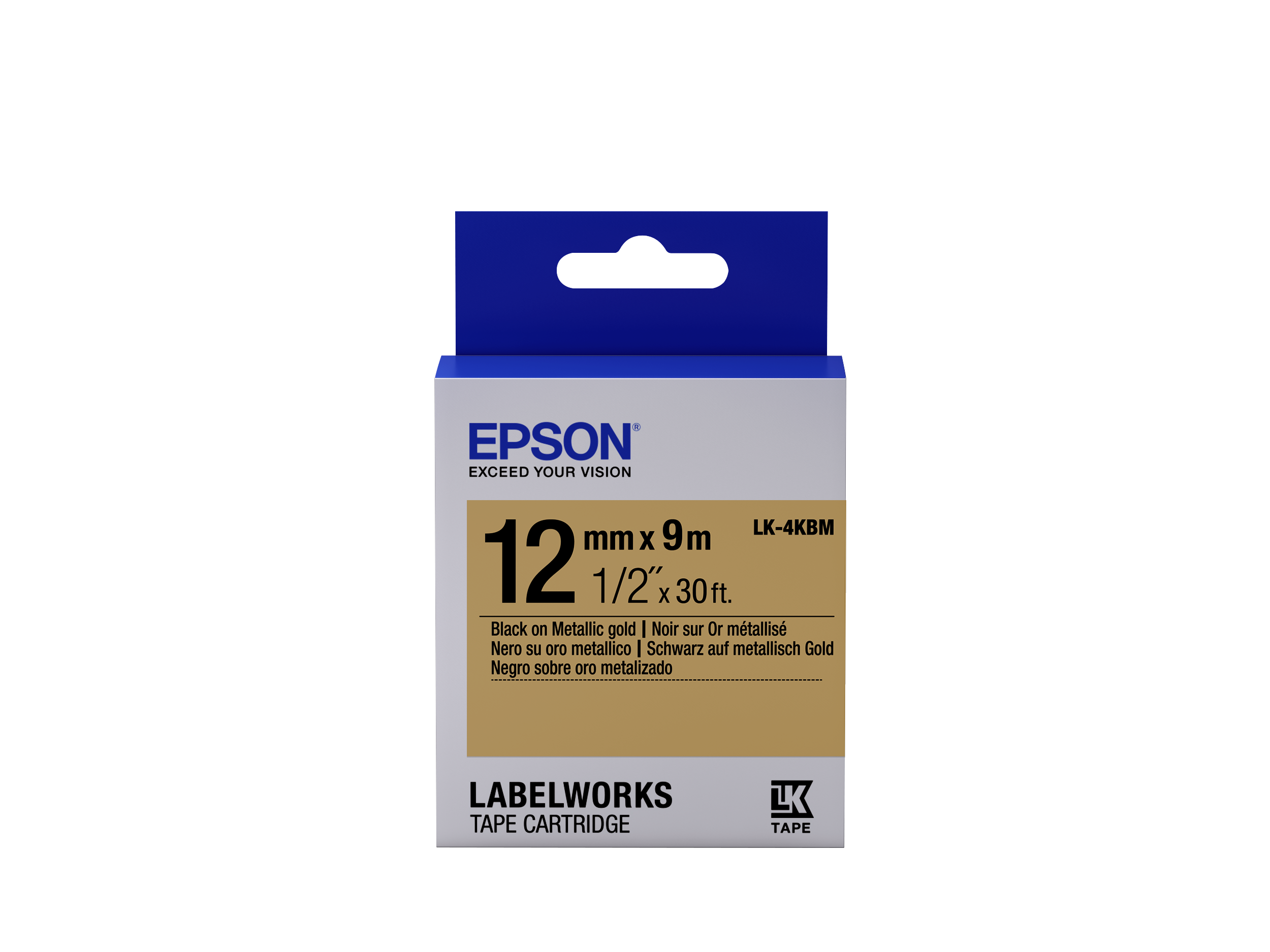 Epson Metallic Tape - LK-4KBM Metallic Blk/Gold 12/9