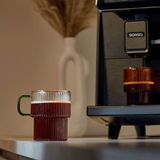 CHiATO Gegroefd latte glas met groen oor, 300 ml – Transparant