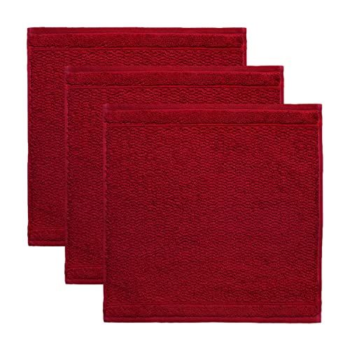 Frottana Pearl zeepdoekje 30 x 30 cm van 100% katoen, Robijn Set van 3